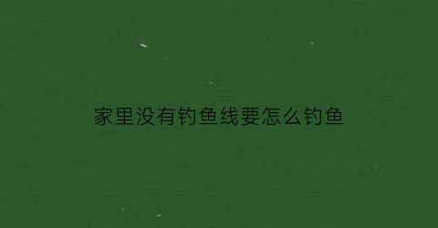 “家里没有钓鱼线要怎么钓鱼(没有钓鱼线怎么代替)