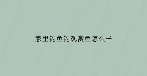 “家里钓鱼钓观赏鱼怎么样(家里钓的鱼养哪里)