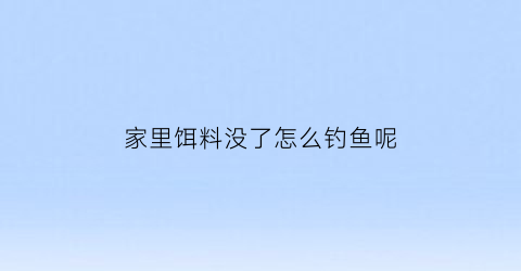 “家里饵料没了怎么钓鱼呢(家里饵料没了怎么钓鱼呢图片)