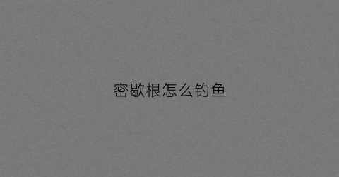 密歇根怎么钓鱼(密歇根怎么样)
