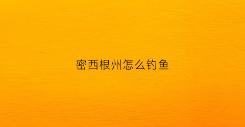 密西根州怎么钓鱼