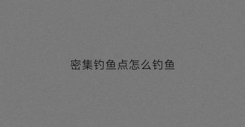 密集钓鱼点怎么钓鱼