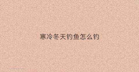 寒冷冬天钓鱼怎么钓(冬天太冷怎么钓鱼)