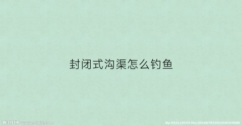 封闭式沟渠怎么钓鱼(封沟封闭)