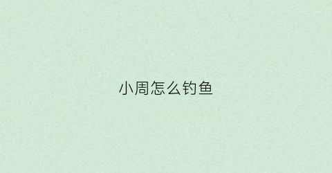 小周怎么钓鱼(小周ya)