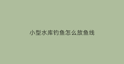 “小型水库钓鱼怎么放鱼线(小水库钓鱼用什么饵料)