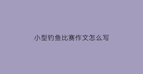 小型钓鱼比赛作文怎么写