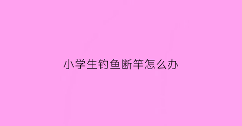 “小学生钓鱼断竿怎么办(小学生钓鱼视频)