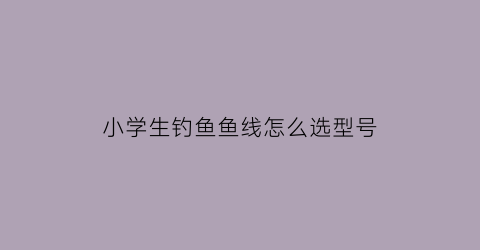 小学生钓鱼鱼线怎么选型号(小学生钓鱼鱼线怎么选型号好)