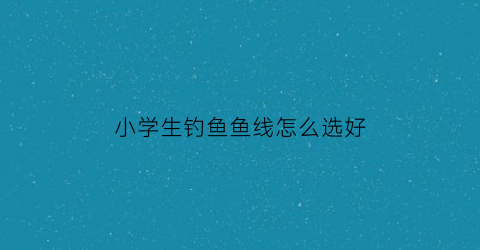 小学生钓鱼鱼线怎么选好(小学生钓鱼视频)