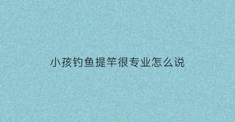 小孩钓鱼提竿很专业怎么说(小孩要钓竿的故事)