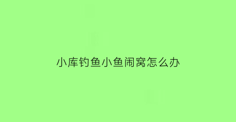 小库钓鱼小鱼闹窝怎么办(夏季钓鱼小鱼闹窝解决办法)