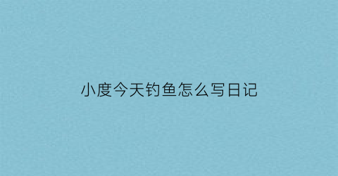 小度今天钓鱼怎么写日记(我今天钓鱼怎么样)