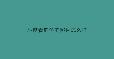 小度看钓鱼的照片怎么样(小度钓是什么意思)