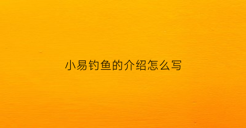 小易钓鱼的介绍怎么写(钓鱼大师小易)