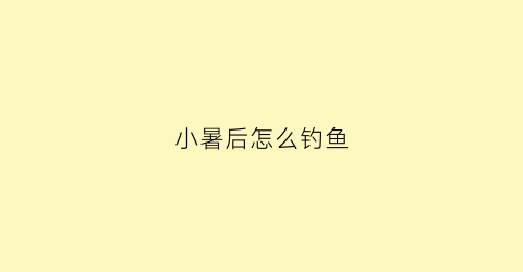 小暑后怎么钓鱼