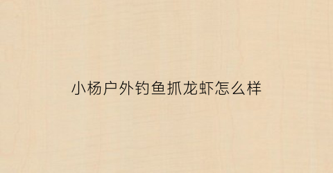 小杨户外钓鱼抓龙虾怎么样(小杨龙虾馆)