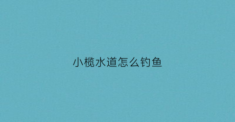 小榄水道怎么钓鱼(小榄水道可以钓鱼吗)