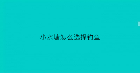 小水塘怎么选择钓鱼(水塘的鱼怎么钓)