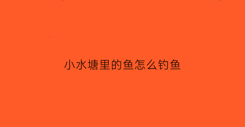 小水塘里的鱼怎么钓鱼