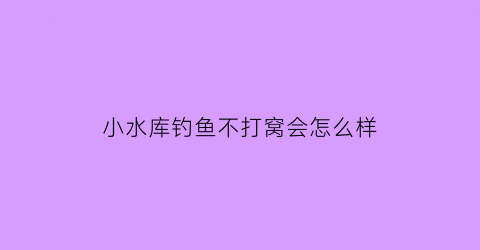 小水库钓鱼不打窝会怎么样