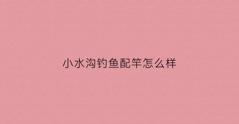 小水沟钓鱼配竿怎么样(小水沟钓鲫鱼)