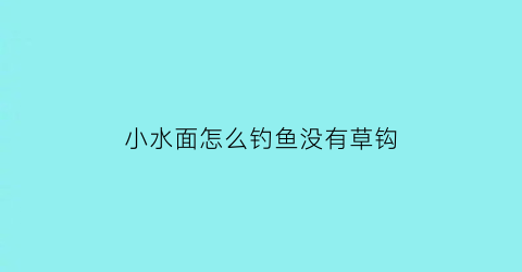 小水面怎么钓鱼没有草钩(河里没有水草怎么钓鱼)