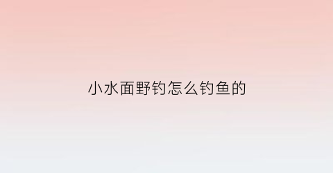 小水面野钓怎么钓鱼的(小水面钓鲫鱼)