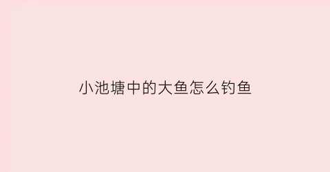 “小池塘中的大鱼怎么钓鱼(小池塘中的大鱼怎么钓鱼好)