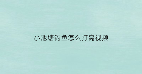 “小池塘钓鱼怎么打窝视频(池塘里钓鱼打窝怎么打)