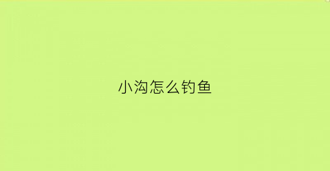 小沟怎么钓鱼(小沟怎么钓鱼最好)