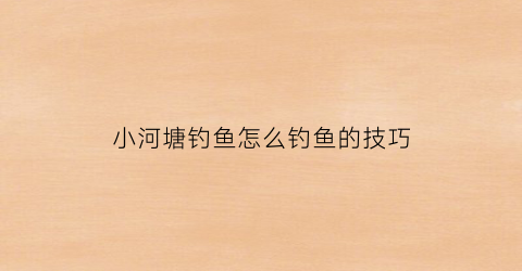 小河塘钓鱼怎么钓鱼的技巧(小水塘怎么选钓位)