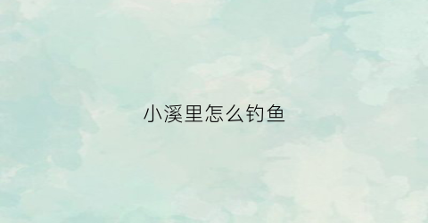 “小溪里怎么钓鱼(小溪流如何钓鱼)