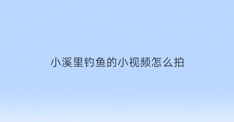 小溪里钓鱼的小视频怎么拍(在小溪里钓小鱼)