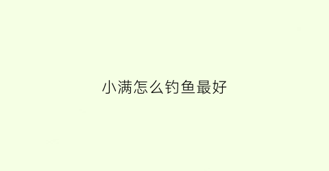 小满怎么钓鱼最好(小满钓鱼饵料味型)