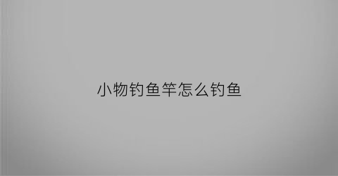 小物钓鱼竿怎么钓鱼(小物钓怎么玩)