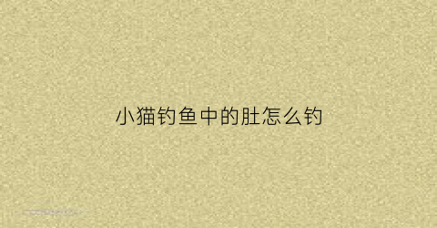 小猫钓鱼中的肚怎么钓(小猫钓鱼怎么玩视频)