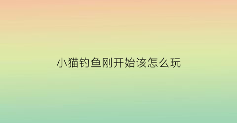 小猫钓鱼刚开始该怎么玩(小猫钓鱼一开始怎么玩)