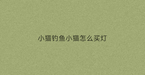 小猫钓鱼小猫怎么买灯(小猫钓鱼怎么钓)
