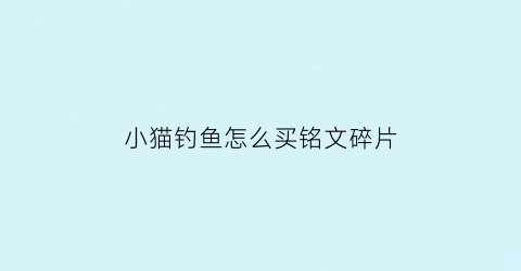 “小猫钓鱼怎么买铭文碎片(小猫钓鱼怎么升到11级)