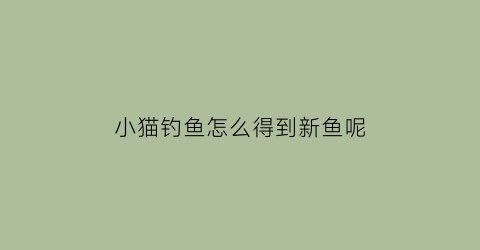 小猫钓鱼怎么得到新鱼呢(小猫钓鱼怎么得到新鱼呢)