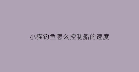 小猫钓鱼怎么控制船的速度(小猫钓鱼如何)
