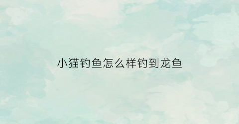 小猫钓鱼怎么样钓到龙鱼(小猫钓鱼什么招式)