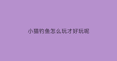 小猫钓鱼怎么玩才好玩呢(小猫钓鱼怎么玩才好玩呢视频)