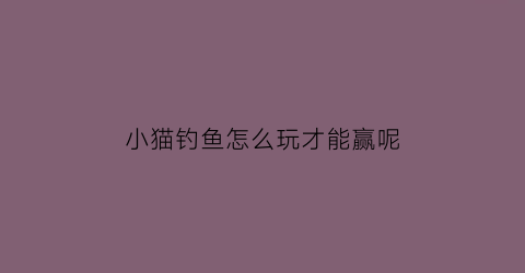 小猫钓鱼怎么玩才能赢呢(小猫钓鱼技巧)