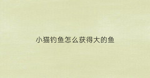 小猫钓鱼怎么获得大的鱼(小猫钓鱼怎么玩的来着)