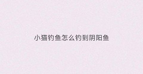 小猫钓鱼怎么钓到阴阳鱼(小猫钓鱼怎么钓大鱼)