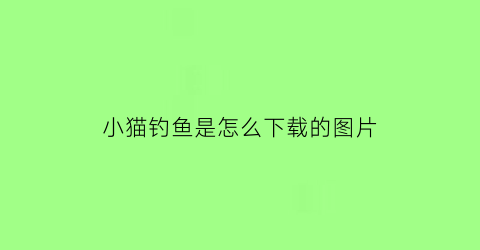 小猫钓鱼是怎么下载的图片(小猫钓鱼的教学视频)