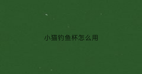 小猫钓鱼杯怎么用(小猫钓鱼杯怎么用视频教程)