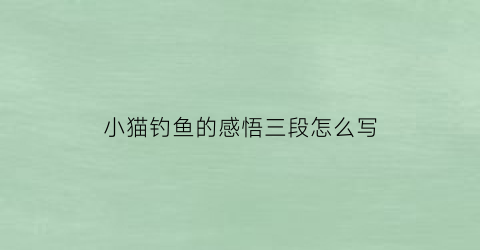 “小猫钓鱼的感悟三段怎么写(小猫钓鱼的心灵感悟)